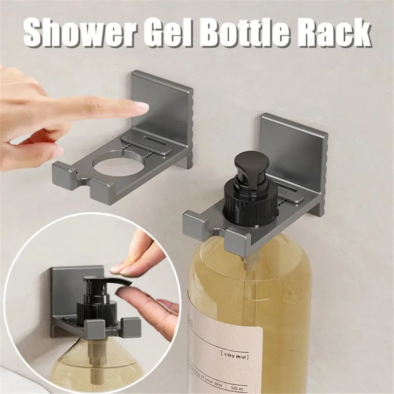 

Adjustable Shampoo Bottle Holder Wall Mounted Free Punching Universal Shower Gel Bottle Rack Hand Soap Dispenser Holder