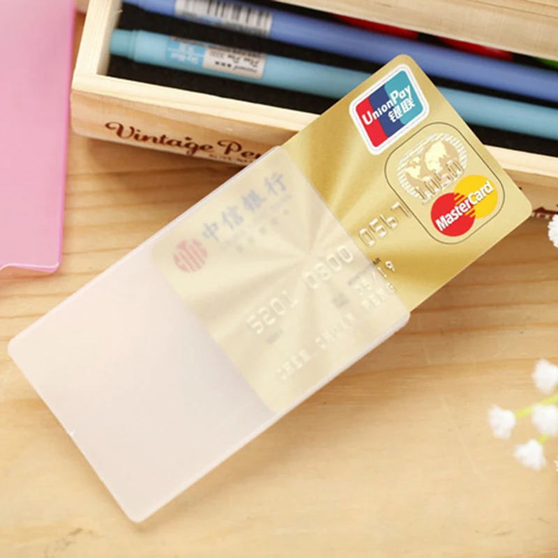 Solid Color Plastic Business Card Holder Bag PVC Clear Student Bus Card Cover Protect Men Women Credit Card Holders Wallets