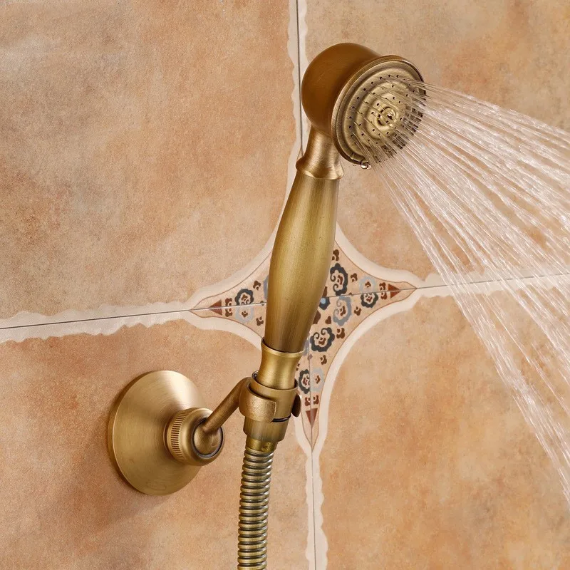 Antique Brass Handheld Shower Telephone Style Bronze Bathroom Hand Shower Head Spray Water Saving With 1.5m Hose