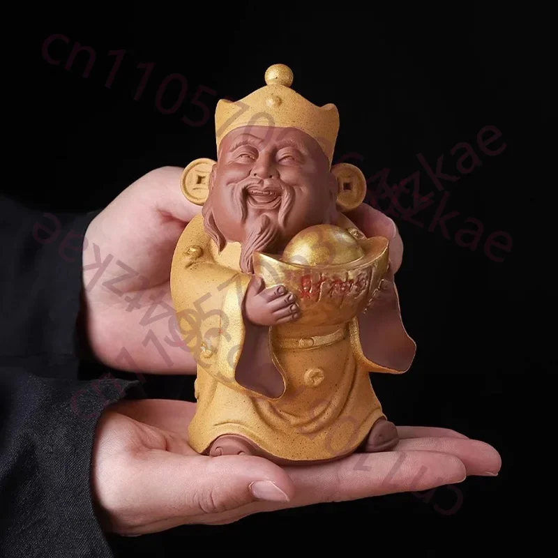 Ceramics God Of Wealth Maitreya Buddha Yuanbao Sculptures And Figurines Home Living Room Office Table Decoration And Accessories
