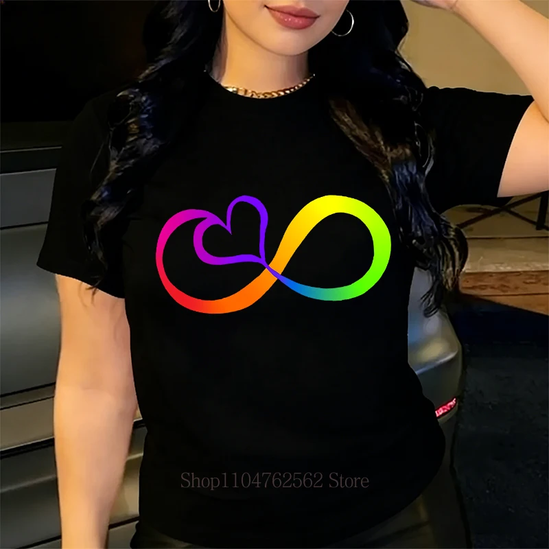 

Футболки больших размеров с принтом Autism Infinitas, женская одежда, летняя повседневная модная свободная футболка с круглым вырезом и коротким рукавом, футболки больших размеров
