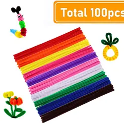 100pcs Chenille Stems Toy DIY Strips Twist Bar Anvil Wire Craft Pipe Creative Hobby Children Plush Stick Pipe Cleaners DIY Craft