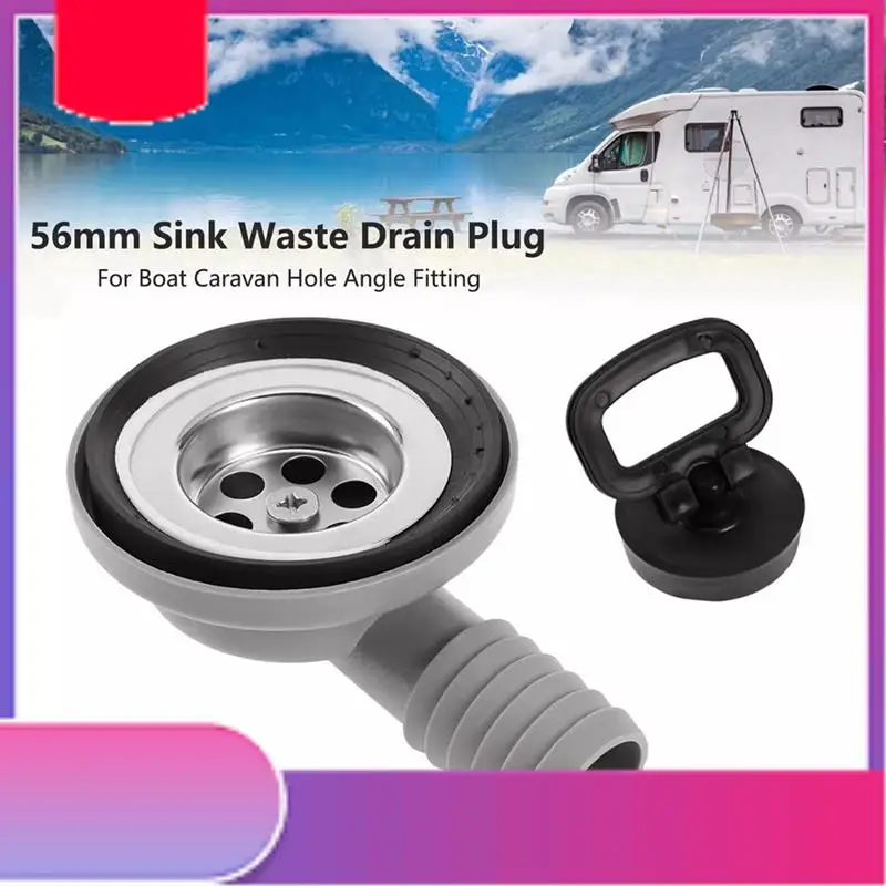 

56Mm 2.2 Inch Sink Waste Drain Plug Hole Angle Fitting For Boat Caravan Motorhome RV Camper Accessories-Y79A
