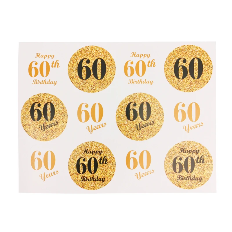 1 Beutel Gold, Durchmesser 4 cm, „Cheers“-Aufkleber zum 30., 40., 50., 60. Geburtstag, Papieraufkleber, Happy Birthday Party Siegelaufkleber, Geschenkaufkleber, Dekoration zum Jubiläum – Detail 7