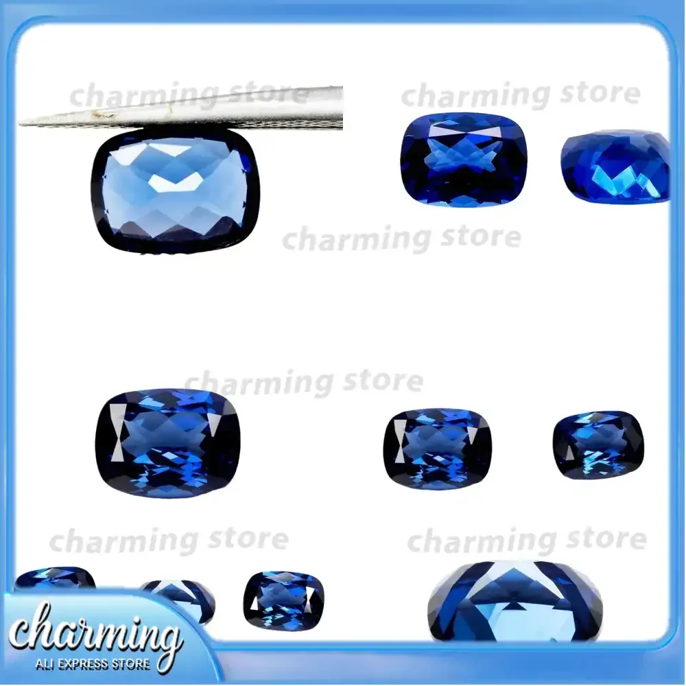 Rectangular Cushion Cut Royal Blue Lab Grown Sapphire VVS1 Gemstone for DIY Jewelry Making Wholesale Lab Created Sapphire