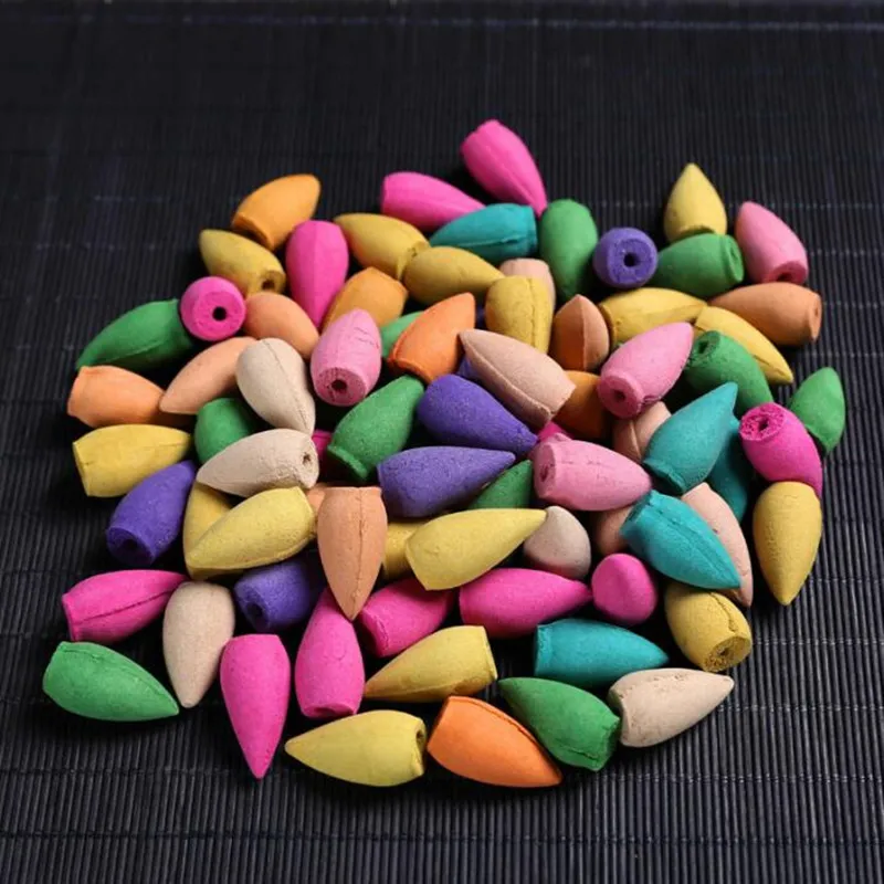 60PCS Backflow Incense Cones Mixed Flavor Natural Incense Floral Lavender Sandalwood  Rose Natural Tea Agarwood Air Fresheners