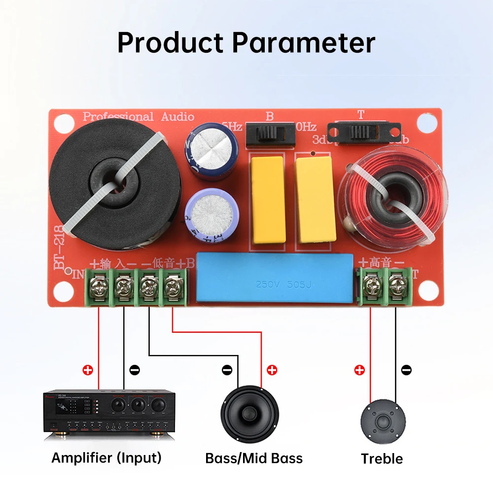 150W HiFi Bookshelf Speaker Crossover Adjustable 2-Way High Low Frequency Divider Filter For DIY Speaker Modification