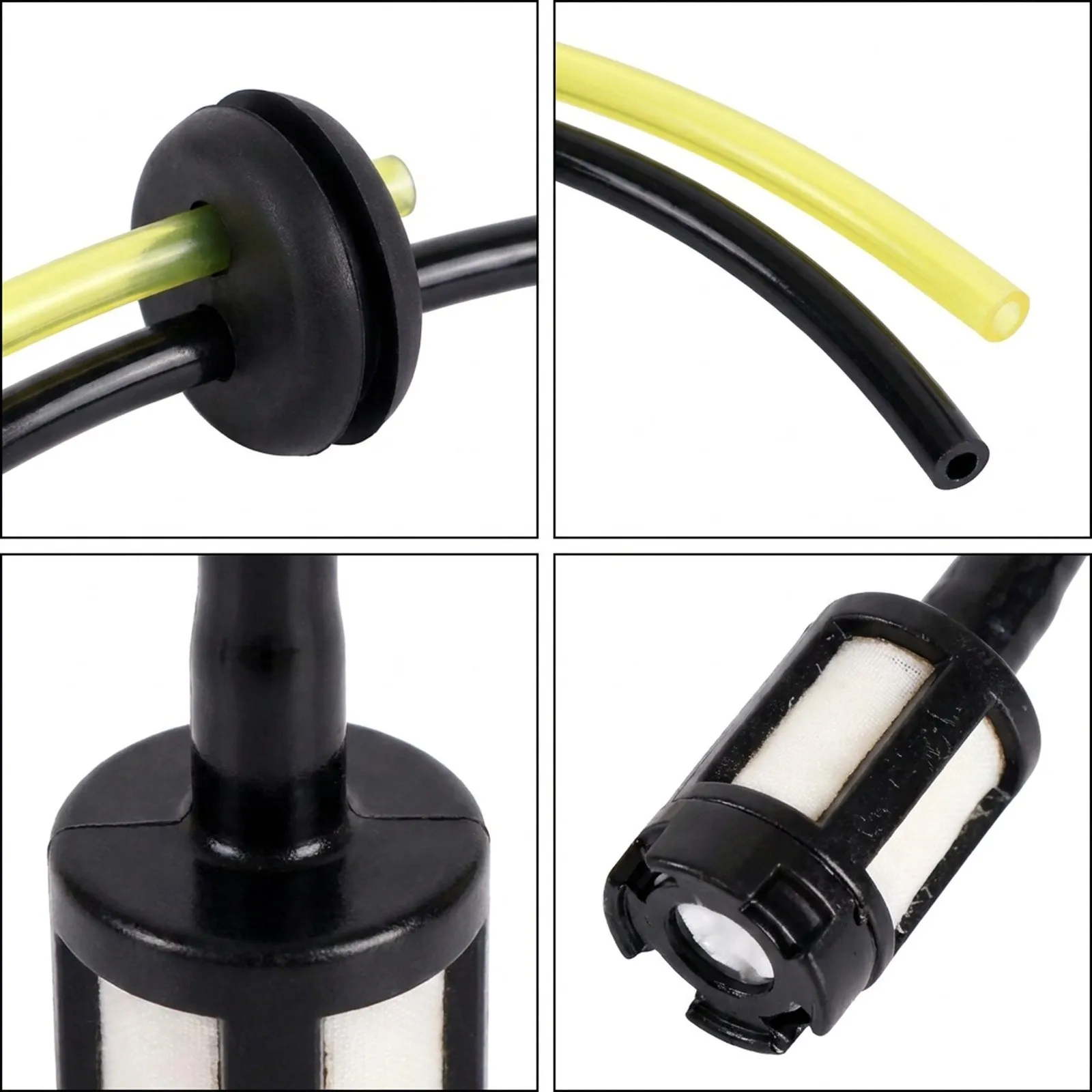 Petrol Fuel Delivery Hose with Tank Filter and Sealing Grommet ABS Material Dual Pipe Design 3mm ID 5mm OD for Small Engines