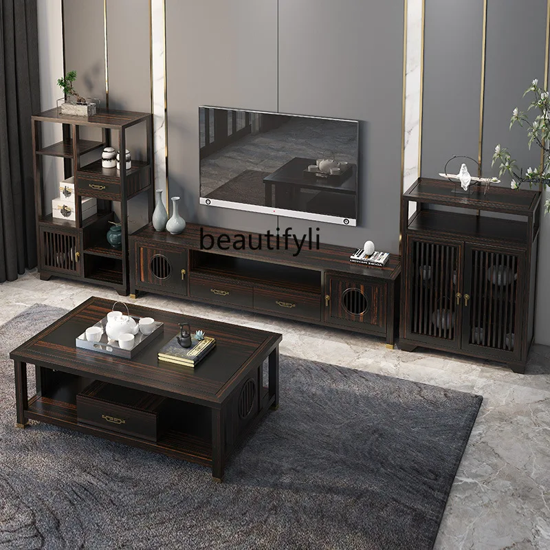 

New Chinese all-solid wood TV cabinet, living room storage TV, storage floor cabinet