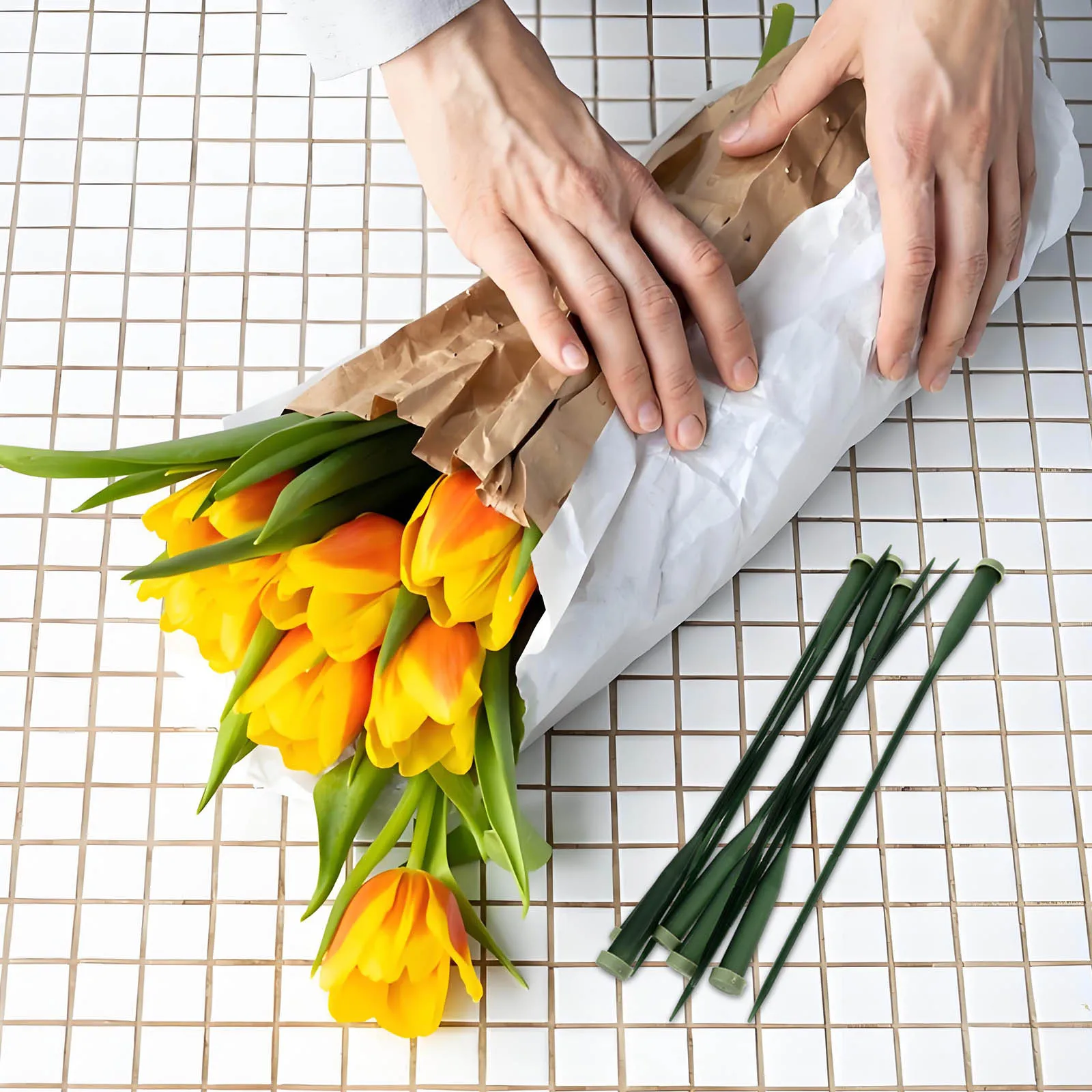 25 قطعة أنابيب تمديد جذع الزهور 30 سنتيمتر قوارير الأزهار البلاستيكية مع قبعات ل بساتين الفاكهة لمسافات طويلة النقل زهرة طازجة #6