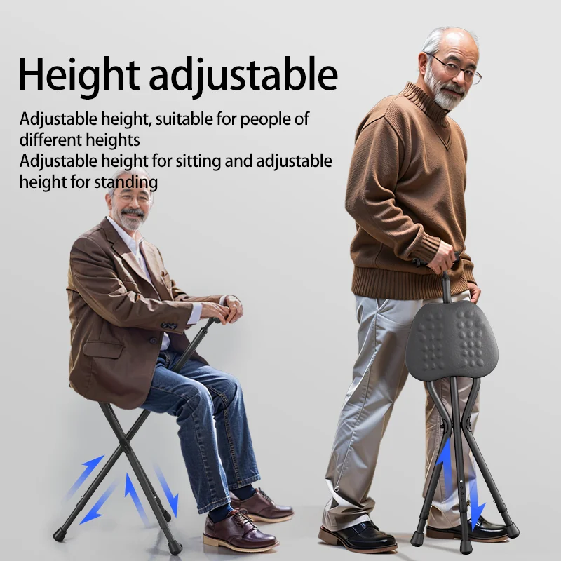 SEN-BU Walking Cane Seat Foldable Lightweight Outdoor Rest Stool Foldable Chair Capacity for Adult