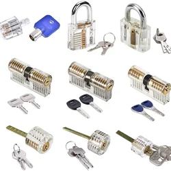 9-Piece Practice Lock Set with Transparent Padlock Training Tool Set, for Lockpicking Training and Practice