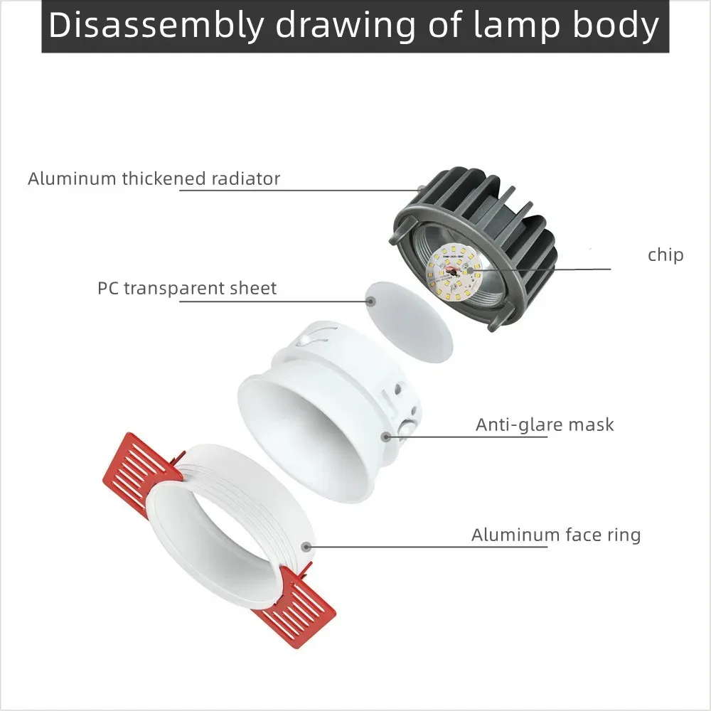 Ściemnialna ukryta konstrukcja niewidoczna LED typu Downlight reflektor COB antyodblaskowa 7W 9W 12 w15w18w20w24w bezramowa lampa sufitowa Home busine