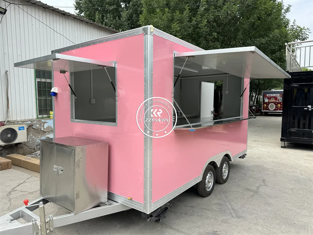 شاحنات الطعام المتنقلة مقطورة كريب مع معدات المطبخ الكاملة عربة الوجبات الخفيفة التجارية في الشوارع مقطورة الطعام كشك القهوة المتنقلة