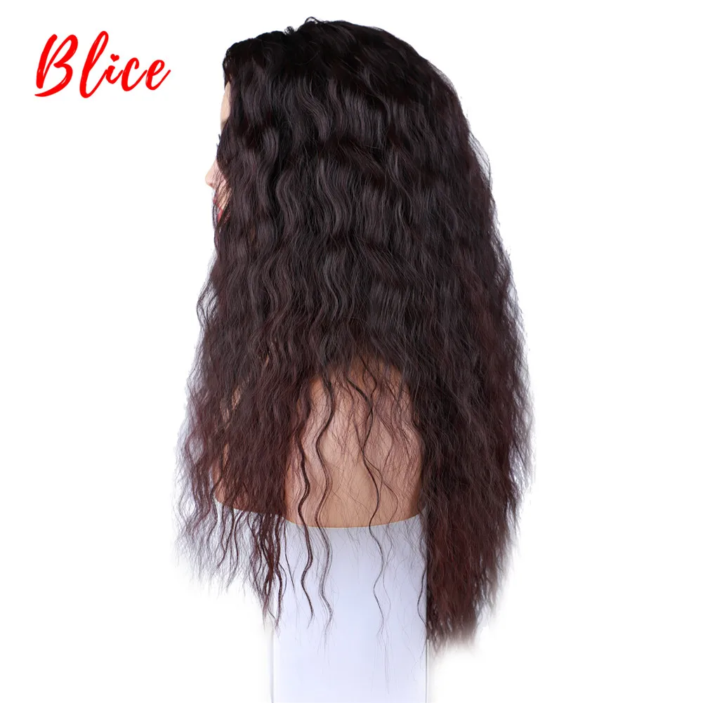 Blice-Synthétique Afrocan American Kinky Curly Topper avec Skin, KneIsraon, Long Wavy, Haute Température, 20"