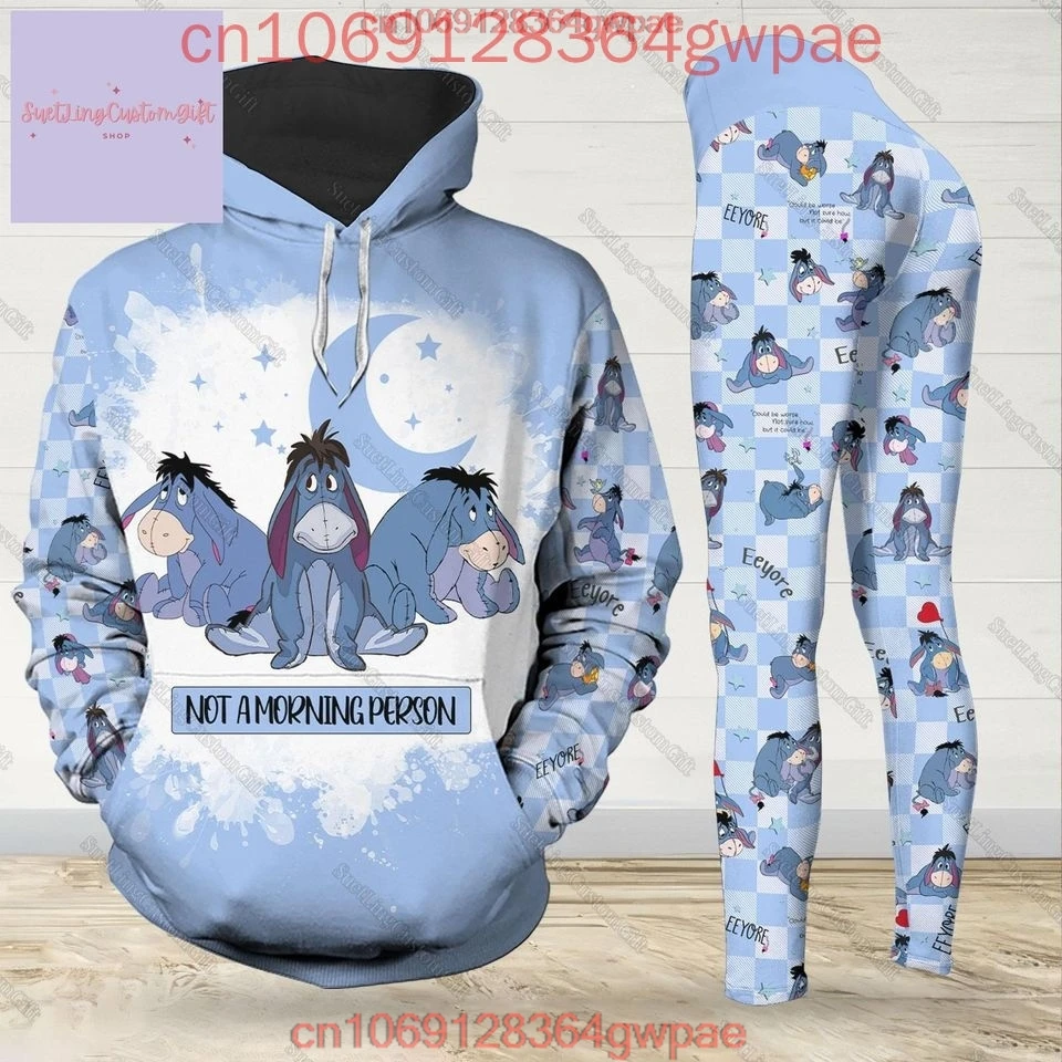 Disney Eeyore Christmas Hoodie and Leggings Set Women's Winnie the Pooh Hoodie Yoga Pants Sweatpants Fashion Tracksuit Set