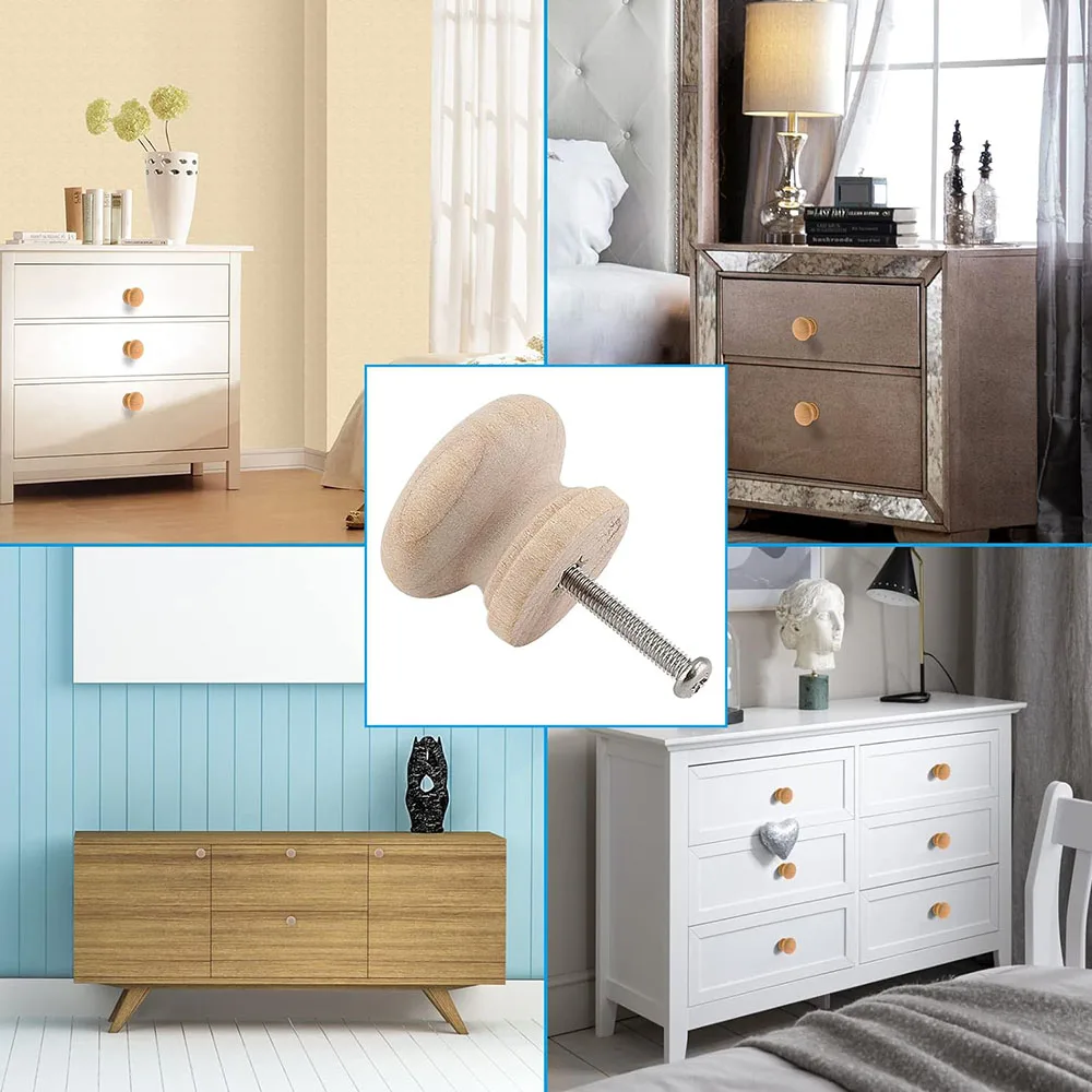 Round Wooden Cabinet Knobs 1-3/8\