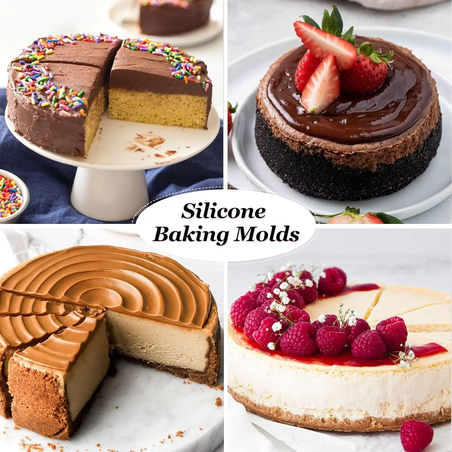 2Pcs Silicone Cake Pan Round Baking Molds Silicone Baking Pan for Cheesecake Chocolate Cake Brownie Cake (Purple, 9 Inch) view 5