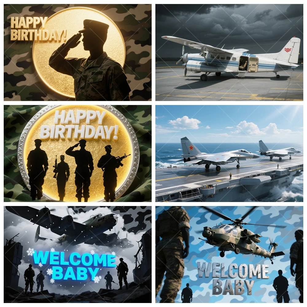 

Army Soldier Military Themes Background Happy Birthday Boys Portrait Photography Baby Shower Boy Scouts Decor Custom Backdrop