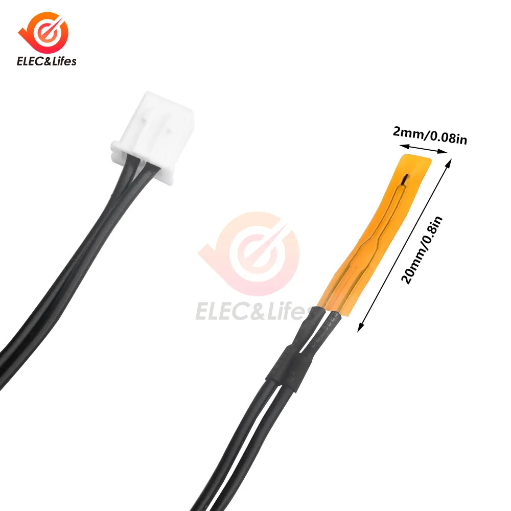 Sensor de temperatura ultrafino NTC Sonda termistor de película delgada B3950-10k Cabezal de medición de temperatura de superficie con enchufe XH2.54