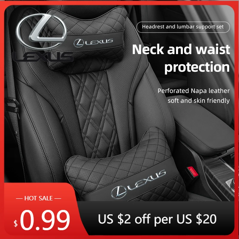 

Interior Stickers Car Leather Headrest Seat Lumbar Pillow Accessories For Lexus RX300 IS200 IS250 ES350 Ct200h UX250h NX300h RX3
