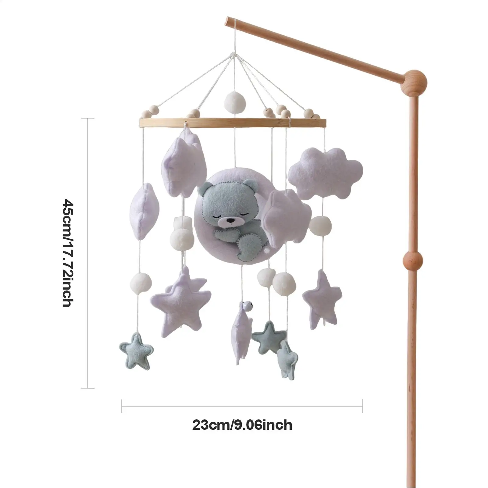 Baby Wooden Bed Bell Mobile Hanging Rattle Toys Cartoon Bear Cloudy Star Moon Newborn Hanger Crib Mobile Education Toys Gifts
