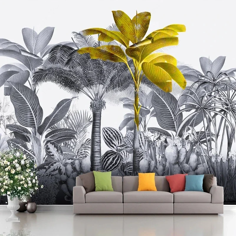 Personalizado mural papel de parede nordic pastoral planta floresta tropical pintura sala estar tv sofá quarto fundo parede 3d fresco