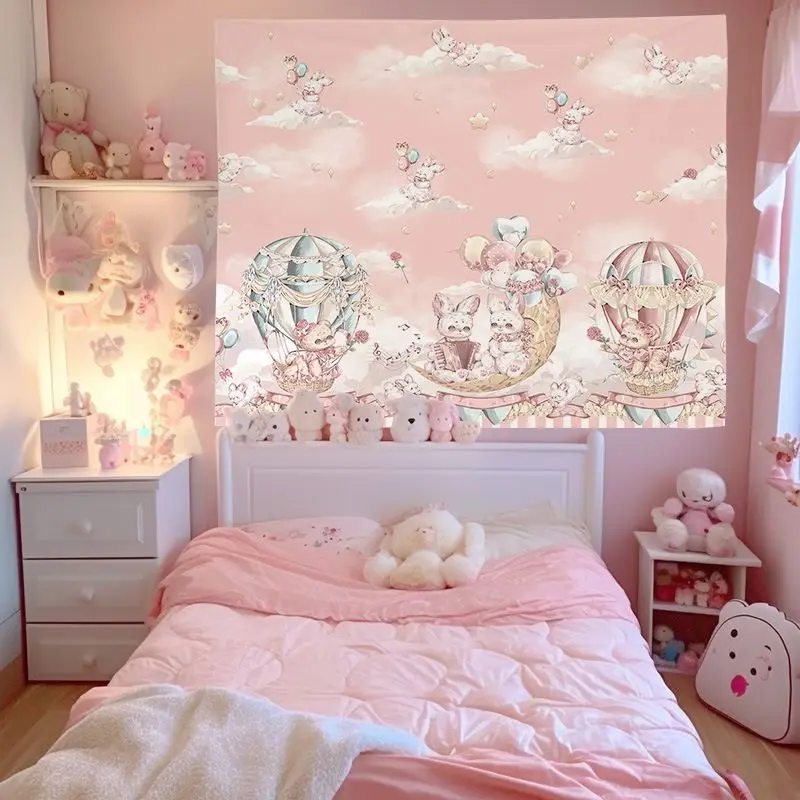 VIKAMA Retro Countryside Lolita Girl Tapestry, Flower Fairy Tale Wall Hanging for Bedroom Living Room Dorm Decor