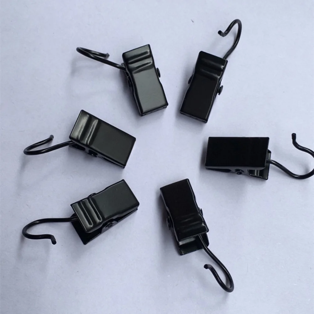 

100Pcs Curtain Clips Black Metal Drapery Hangers Heavy Duty Shower Curtain Rings Easy Install Slide on Rod for Bathroom Bedroom