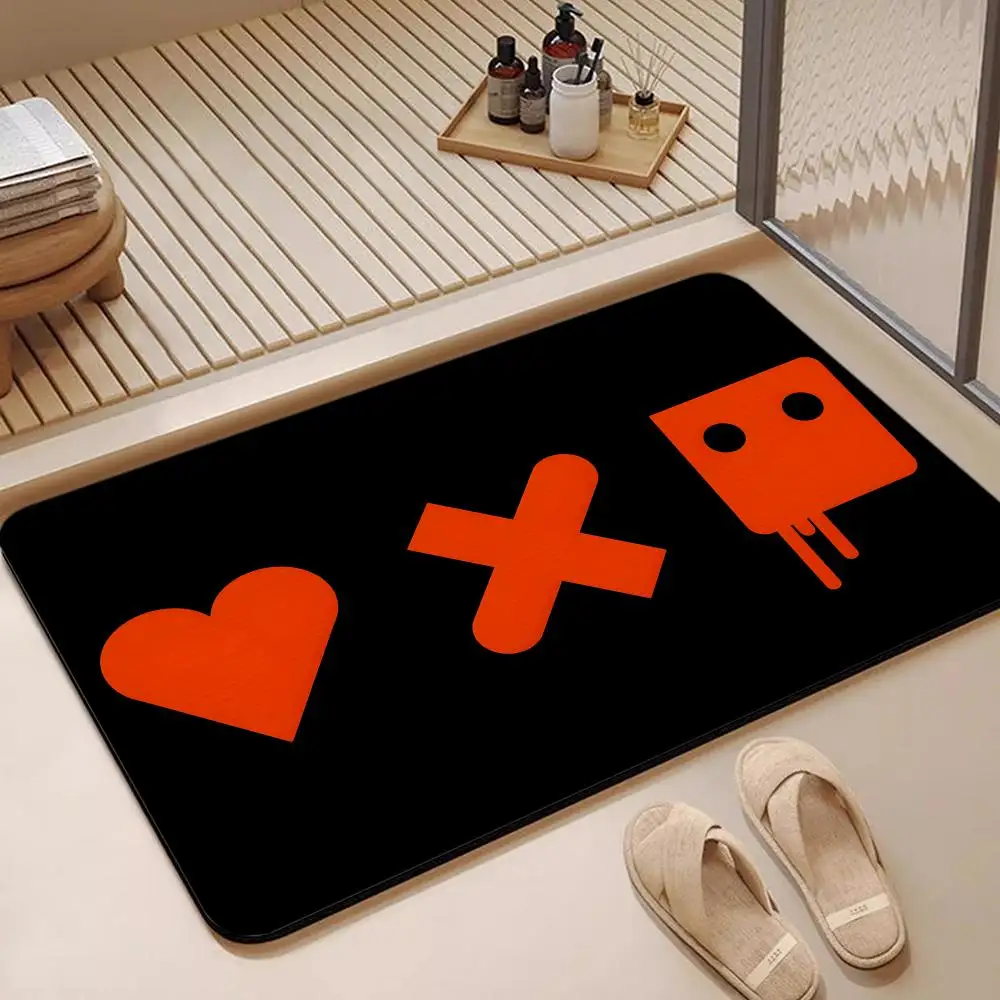 Floor Mat Diatomite Bath Mat, Quick Dry, Absorbent, Multi-Scene Mat Anime L-LOVE, D-DEATH + R-ROBOTS