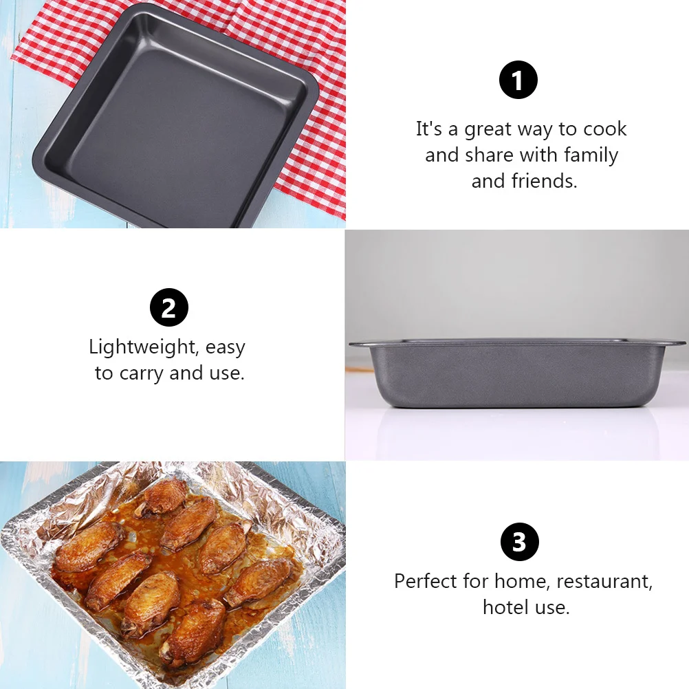 

1Pcs Square Non-Stick Barbecue Plate Carbon Steel Fry Pan for Steak Pizza Baking Kitchen Bakeware Square Baking Pans