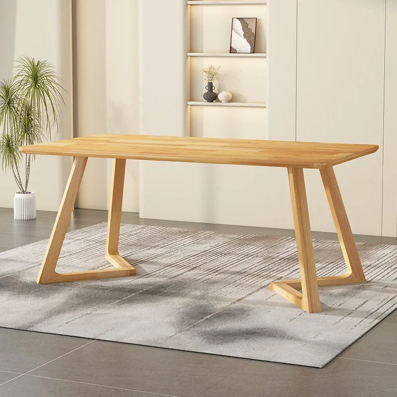 Table à manger nordique tout en bois massif, café en noyer léger, luxe, moderne, simple, salon, hôtel