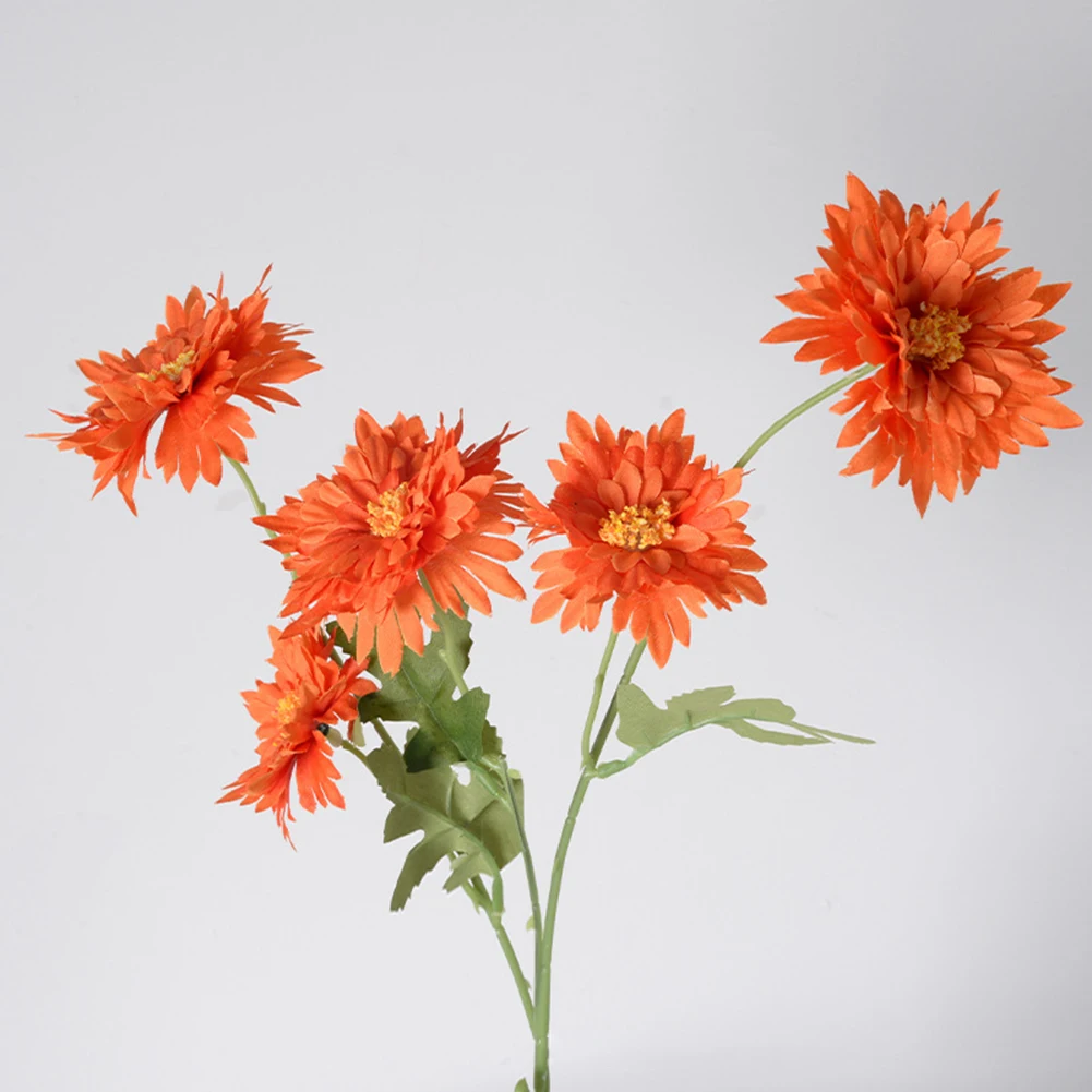 Artificial Stems Flame Chrysanthemum Wedding Centerpieces Realistic Touch Soft Rubber Stems Plastic Petals Lifelike Blooms