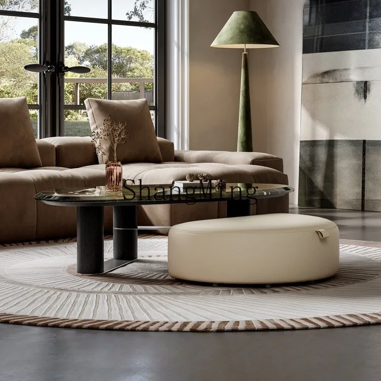 

FG Minimalist Marble Coffee Table Living Room Home Art New Small Apartment High-End Oval Coffee Table