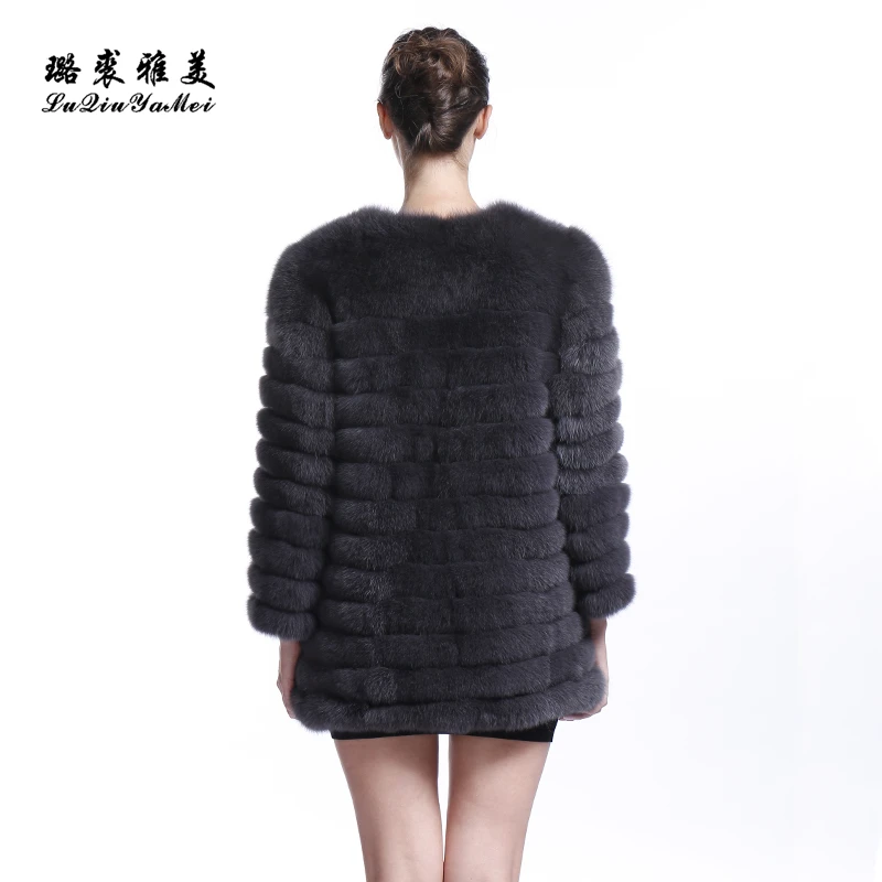 2023 New Real Fur Coat 100% Natural Fur Coat Women Winter Warm Fur Fox Coat High-Quality Fur Round Collar Design Free Shipping