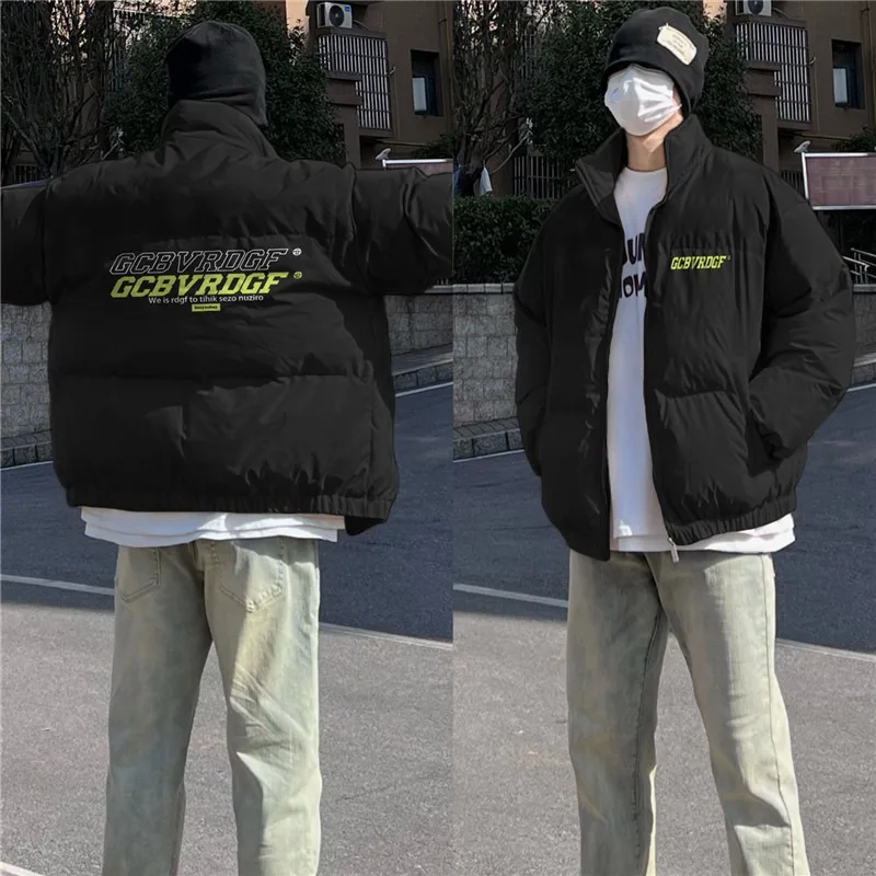 

American Sle ort Bread Jaet ex Youth Winter down Jaet Zipper Closure Loose Fit Youthful Trendy Polyester Fiber