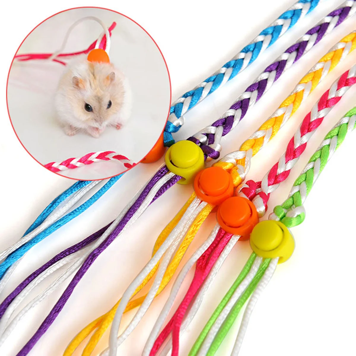 Hamster Lead Leash Adjustable Harness Collar 2m Soft Comfortable Handle Walking Lead for Small Rabbit Squirrel Pig Pets