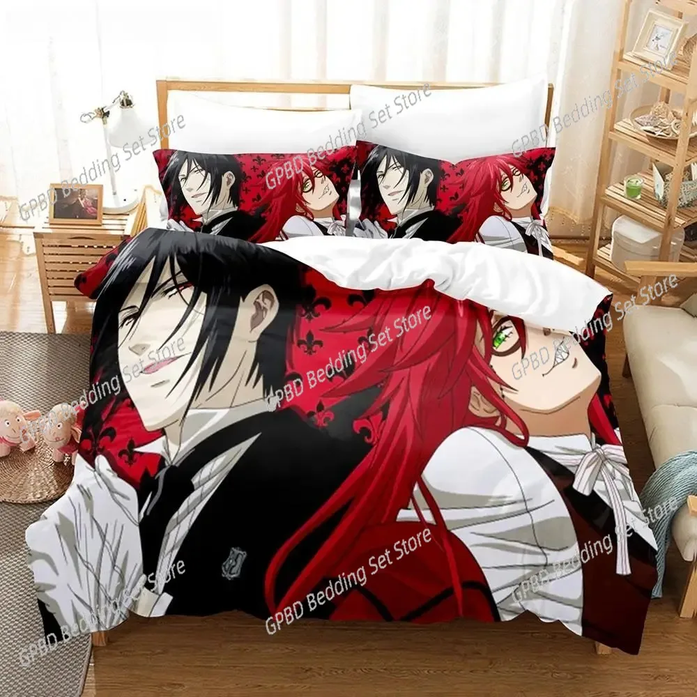 New Anime Black Butler Bedding Cool Sebastian Ciel Dakimakura Bed Linen Set Adult Duvet Cover Single Double Microfiber Bed Cover