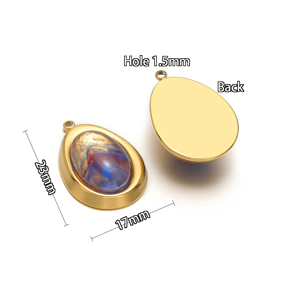 4 Stück Edelstahl Bunte Tropfen-Glasanhänger für DIY Schmuck Armbänder Zubehör Halsketten-Anhänger Accessoires Ohrringherstellung – Detail 3