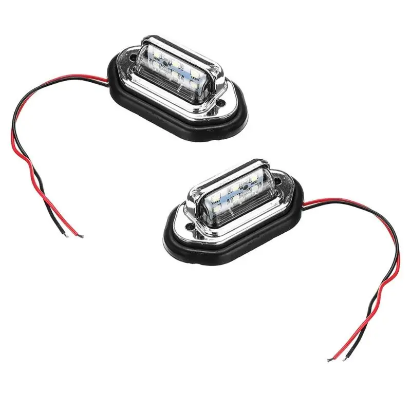 6-LED Vehicle License Plate Light, ABS Casing, Universal 12V/24V Replacement Lamp for Car License Plate Repair for Modification