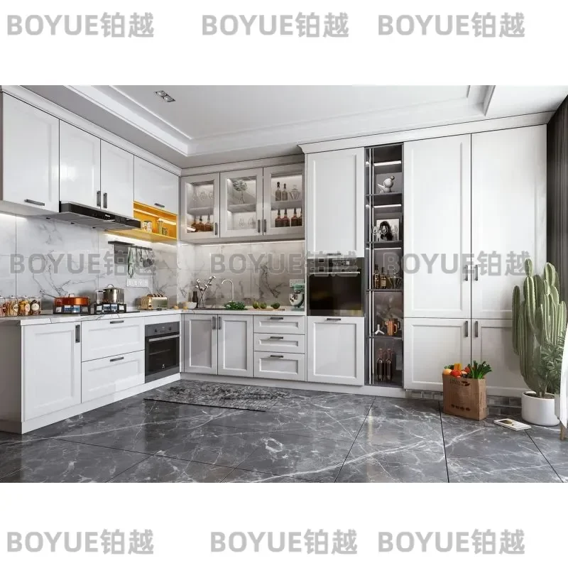 Custom All Aluminum Kitchen Cabinet Wardrobe Whole House Furniture TV Stand Hanging Cupboard Door Modern Home Storage
