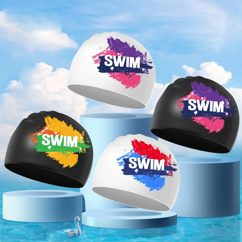 Adult Swim Cap Teenagers Unisex High Elastic Comfortable Silicone Waterproof Without Strangle Head Swimming Cap Manufacturers