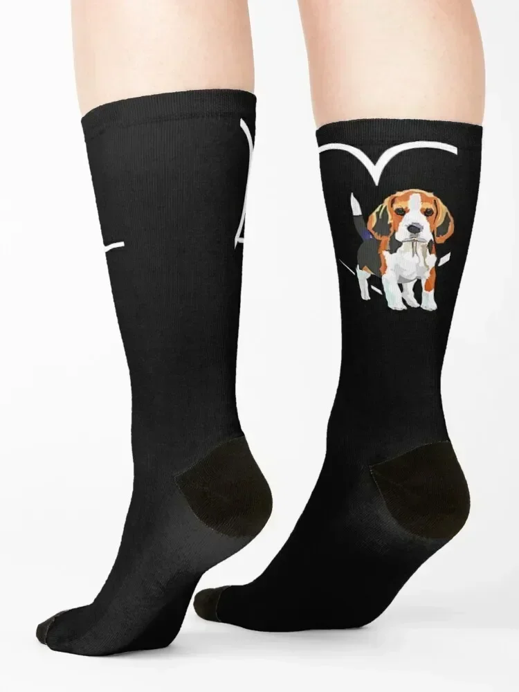 Beagle Heartbeat Love Beagle Socks loose Rugby floor Thermal man winter Ladies Socks Men's