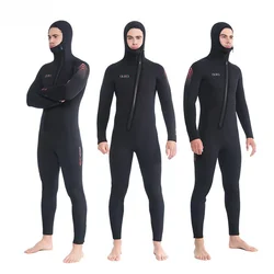Men's 7mm Neoprene Wetsuit One-piece Scuba Diving Spearfishing Suit Wetsuits Hoodie Underwater Fishing Snorkeling Swimming Suit