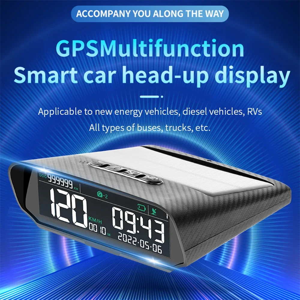 ELING Wireless HUD Solar Digital GPS Speedometer with Odometer Fatigue Driving Overspeed Alarm Date Time for Car Truck Universal