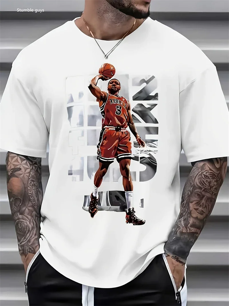 Herren Mode Casual Sport Trikot T-Shirt Sommer Anime-Print Locker Kurzarm Atmungsaktiv Leicht Übergroß