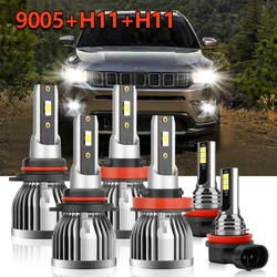Combo LED Headlight 9005 H11 High Low Lamp H9 Fog Light Bulb Conversion Kit For Jeep Compass 2014 2015 2016 2017 2018 2019 2020