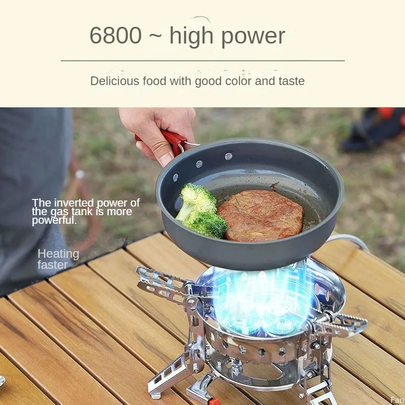 Cassette Stove 6800W Double-layer windproof Outdoor Folding Stove Camping Portable Cooker Suitable for many kinds of gas stoves