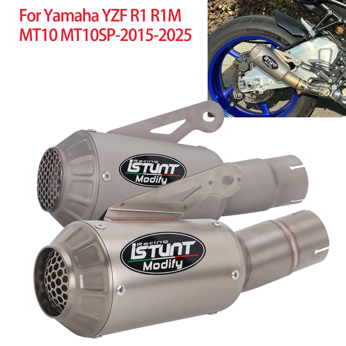 Motorcycle Exhaust System Pipe For Yamaha YZF R1 R1M MT10 2015-2025 Modify Racing Muffler Middle Pipe Slip On Exhaust