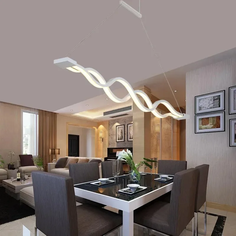 Creative personality chandelier led restaurant light wave modern simplicity living room study office